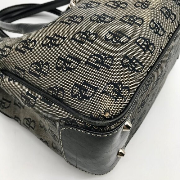 Dooney & Bourke Black Canvas & Leather Convertible Satchel With Wallets - Picture 7 of 11